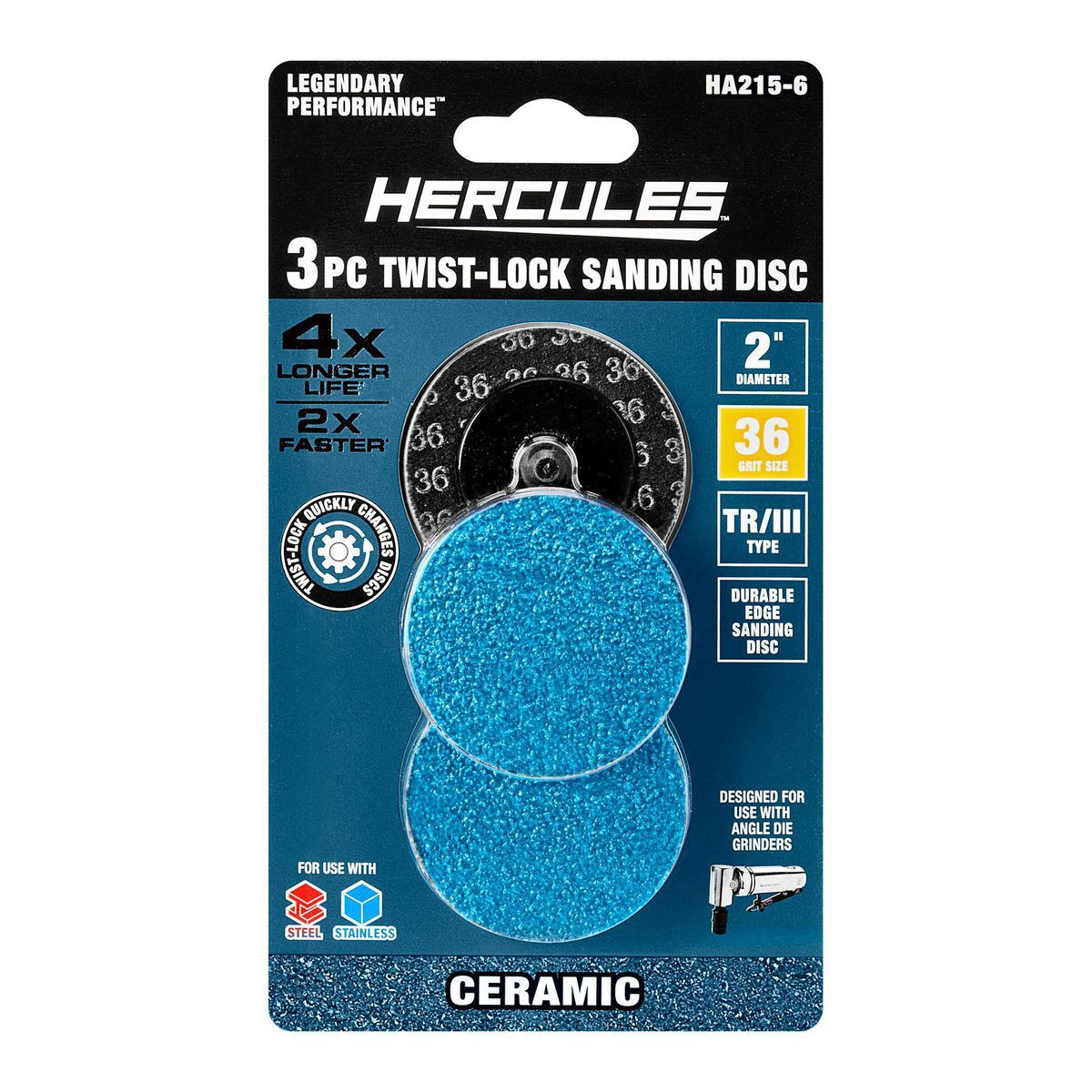 2 in. 36-Grit Twist Lock Sanding Discs 3-Pack R749181