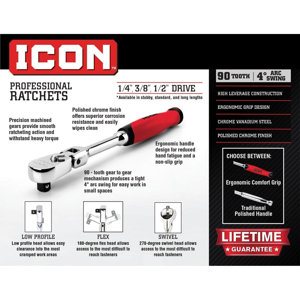 1/4 in. Drive Flex Head Ratchet H28069