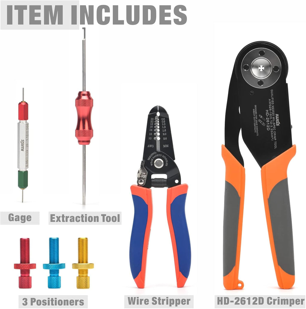 Deutsch Solid Contacts Crimping Tool AWG 26-12 Pack of 2 U1615