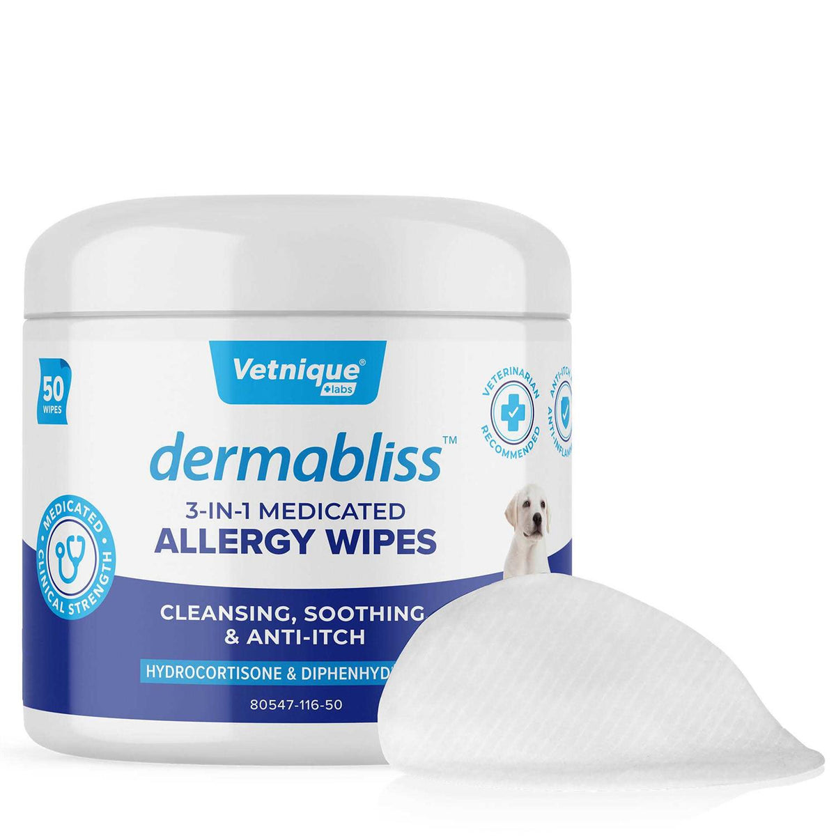 Medicated Hydrocortisone Cat & Dog Wipes T628906