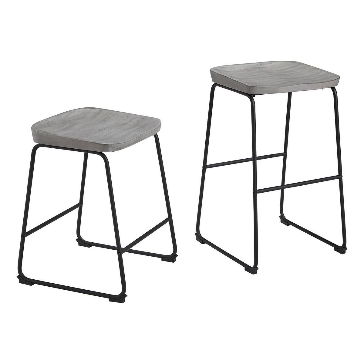 Tall Barstool Set of 2 Gray/Black F8242