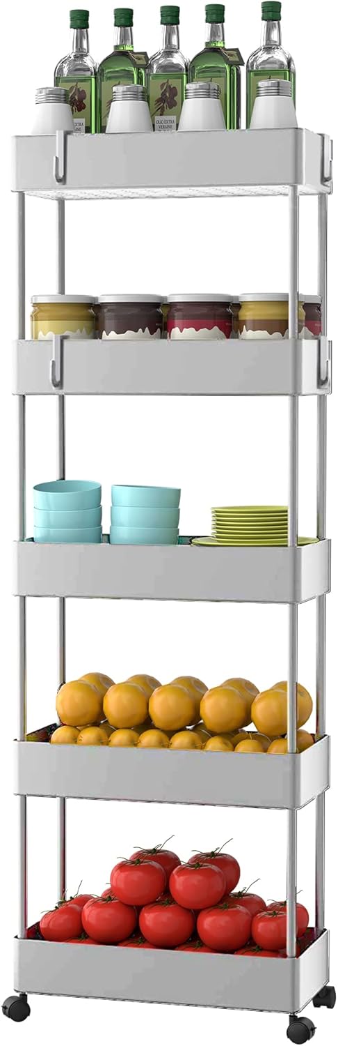 5 Tier Rolling Storage Cart with Wheels T3626