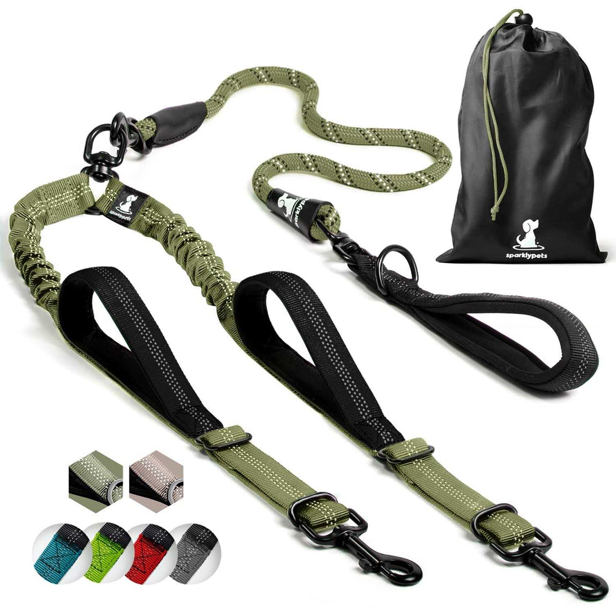 Double Dog Leash for 2 Dogs with Padded Handles V1237