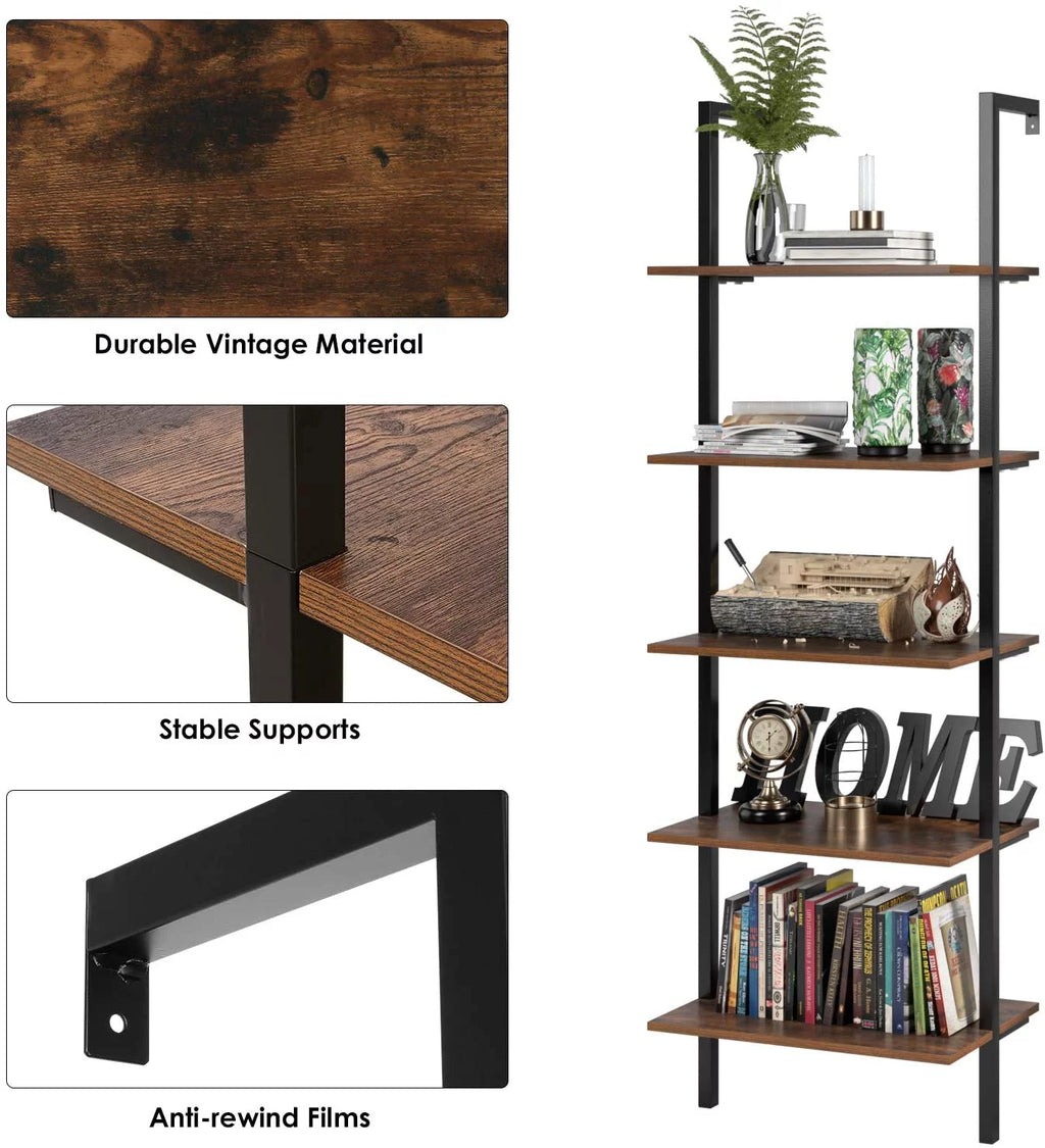 Wall Mounted 5 Tiers Ladder Shelves I648126