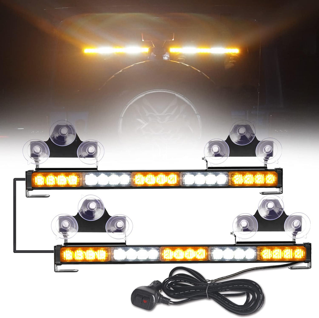 2 in 1 Emergency Flashing LED Traffic Advisor Strobe Light Bar Amber/White Q36165