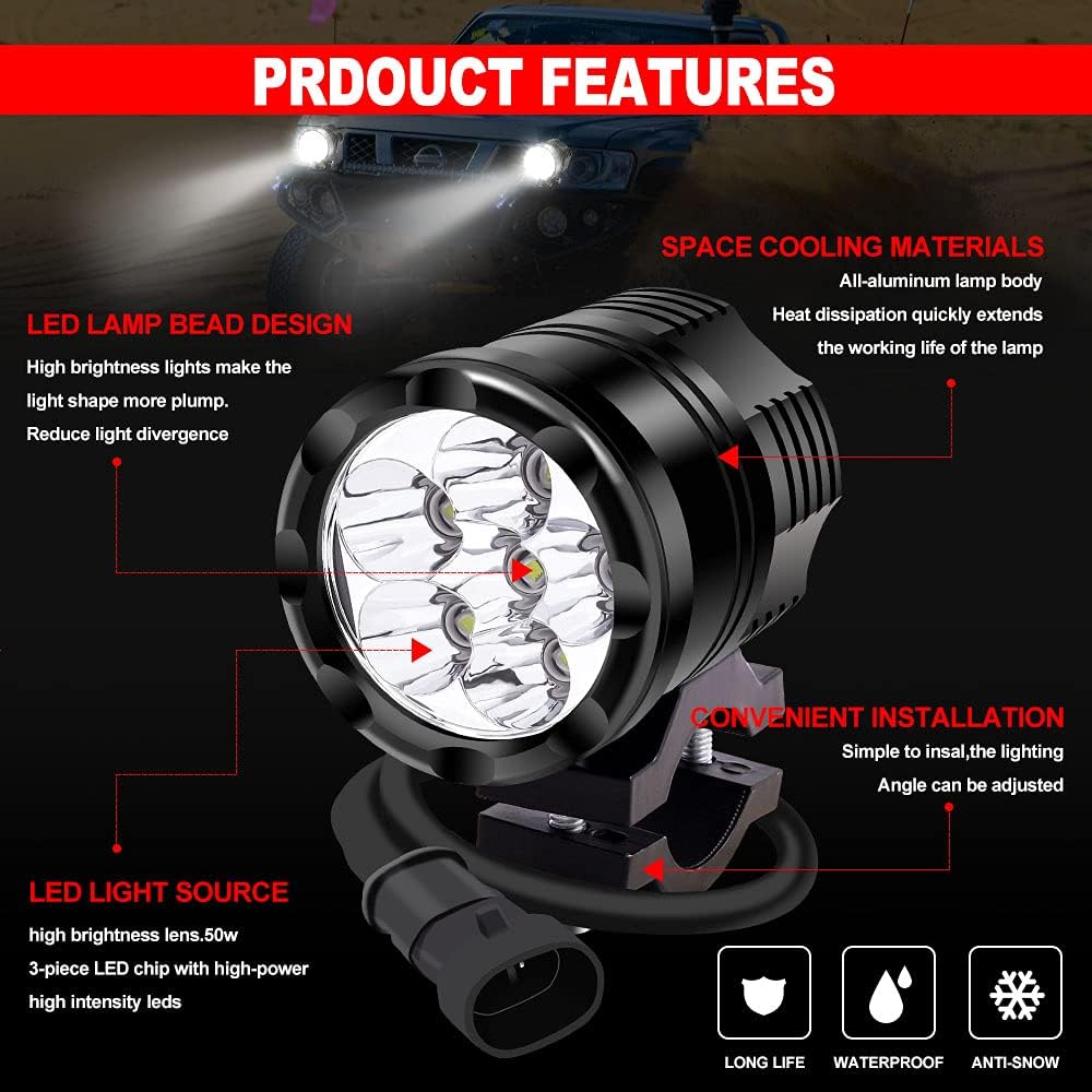 White/Yellow/Strobe 60W LED Motorcycle Spotlight K179