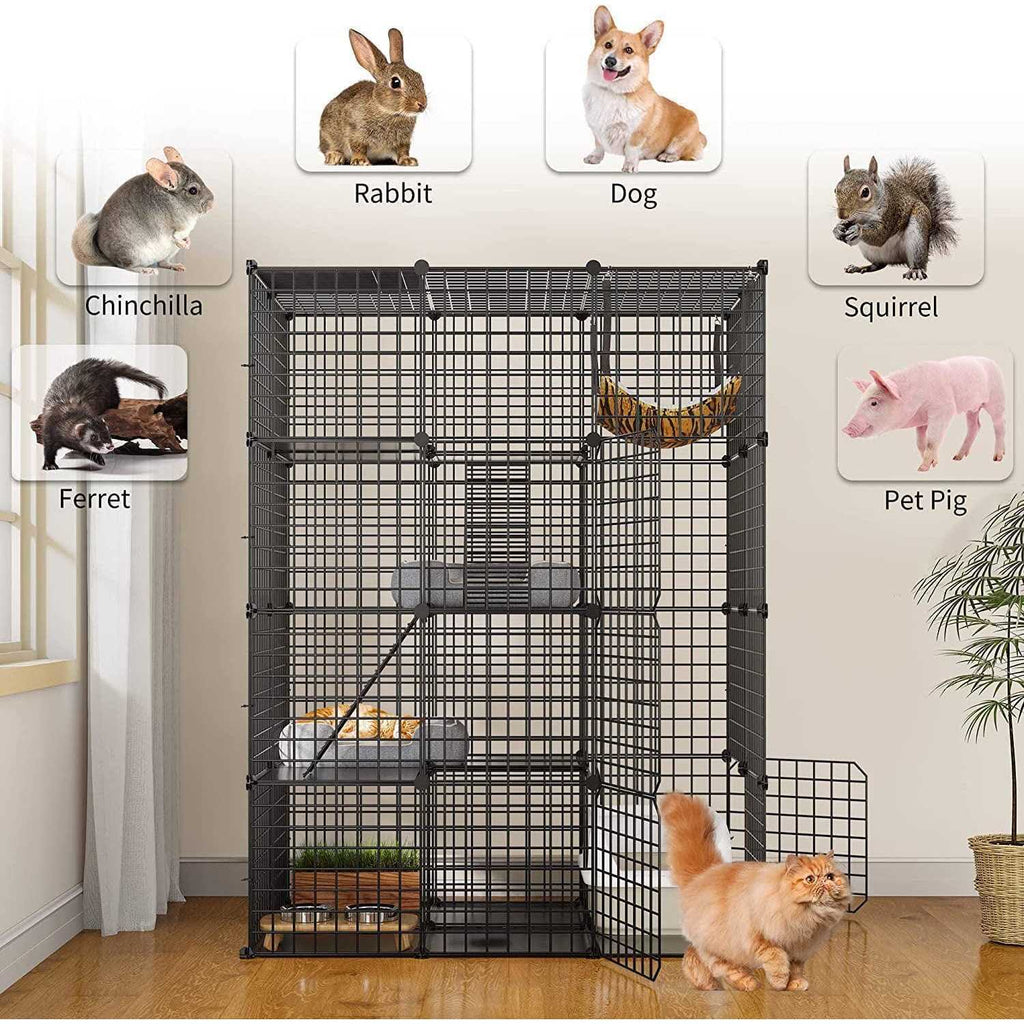 4-Tier Cat Cage Metal Wire Cat Playpen D27415