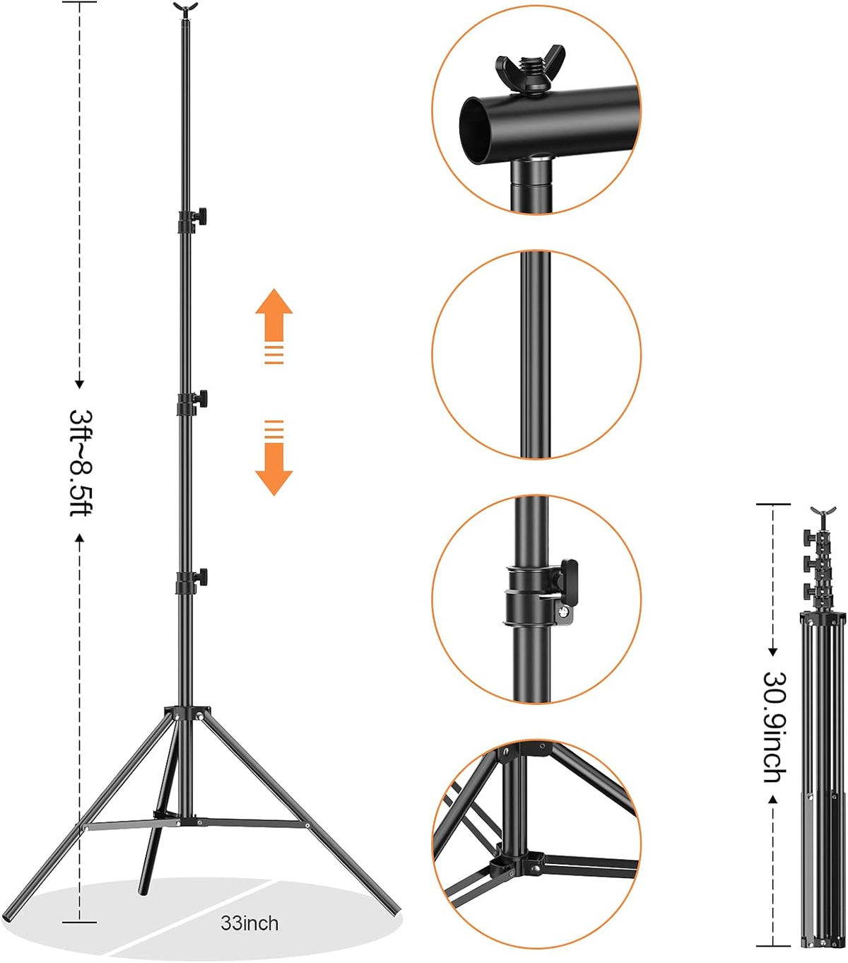 Heavy Duty Adjustable Backdrop Stand with Carry Bag Y229275