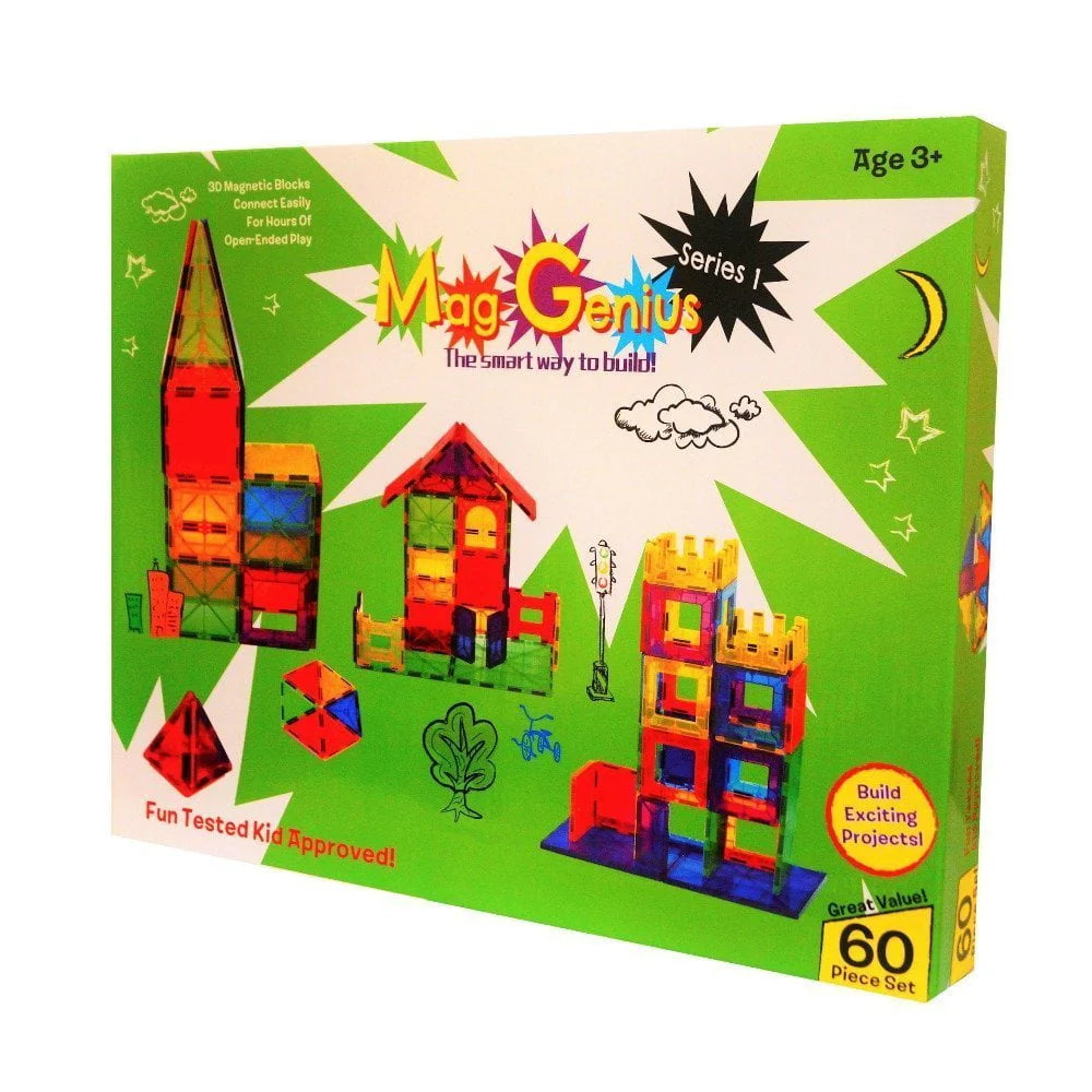 Clear Colors 3D Magnetic Building Blocks Set of 60 Pieces A313