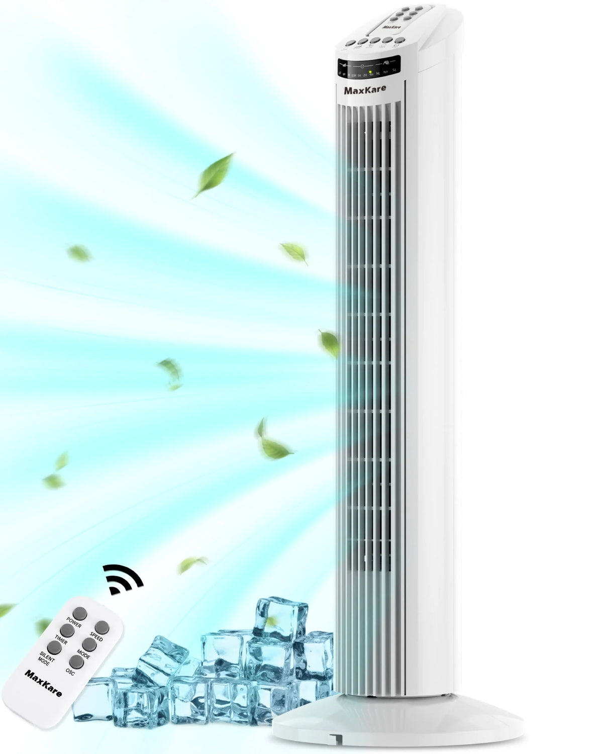 White 30 Tower Fan with Remote Control 3 Speeds E631