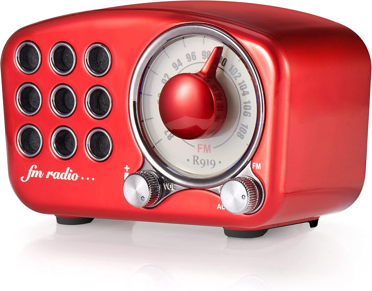 Bluetooth Speaker, Vintage FM Radio with MP3 Player (RED) Pack of 2 N49586