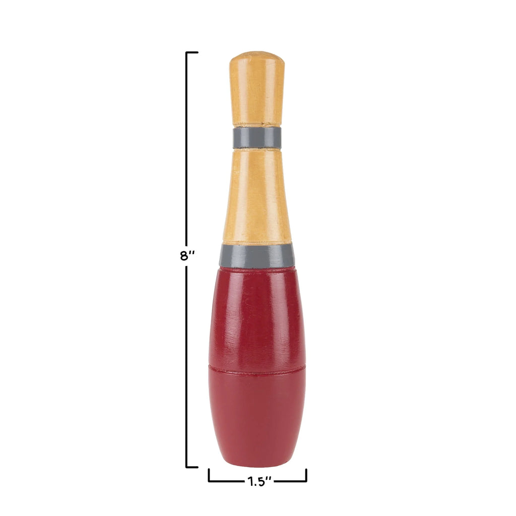 Lawn Bowling Game Set with 10 Wooden Pins, 2 Balls, and Mesh Bag R72403