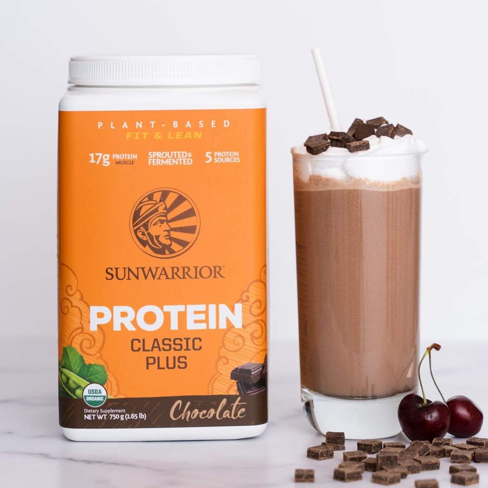 Organic Vegan Protein Powder with BCAAs and Pea Protein (Chocolate) 750 Gram Pack of 2 J3369