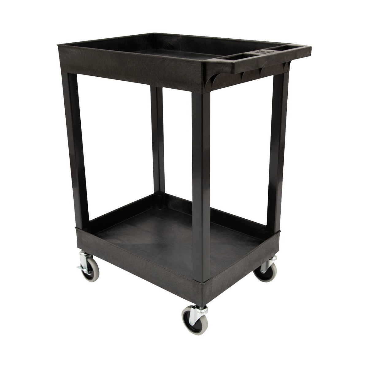 Black Two Shelf Plastic Utility Tub Cart E971618