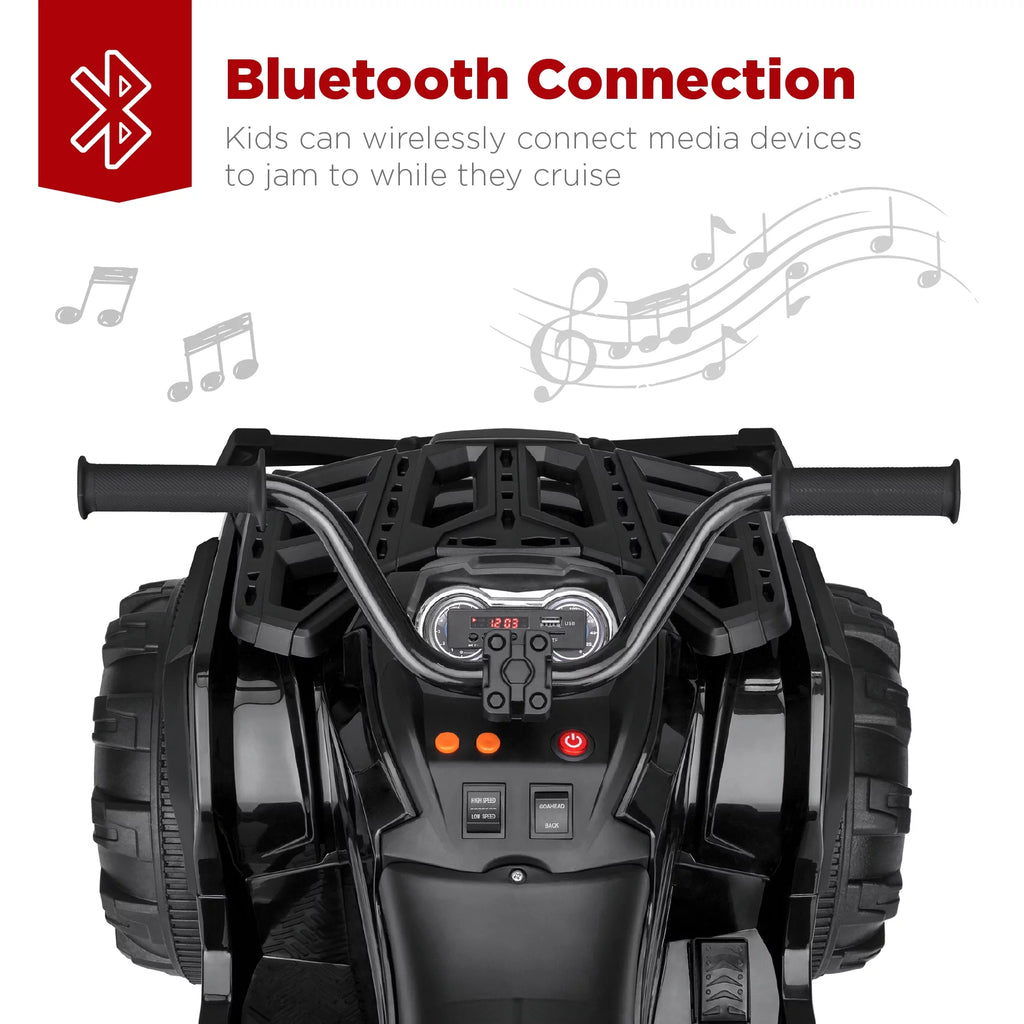 12V Kids Ride-On ATV Quad with Bluetooth, LED Lights - Black I17271