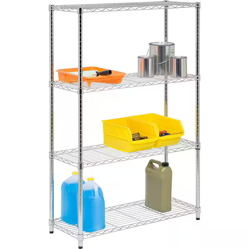4-Tier Steel Wire Shelving Unit in Chrome P524