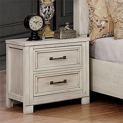 Antique White Wood Nightstand with USB Outlet Q171928
