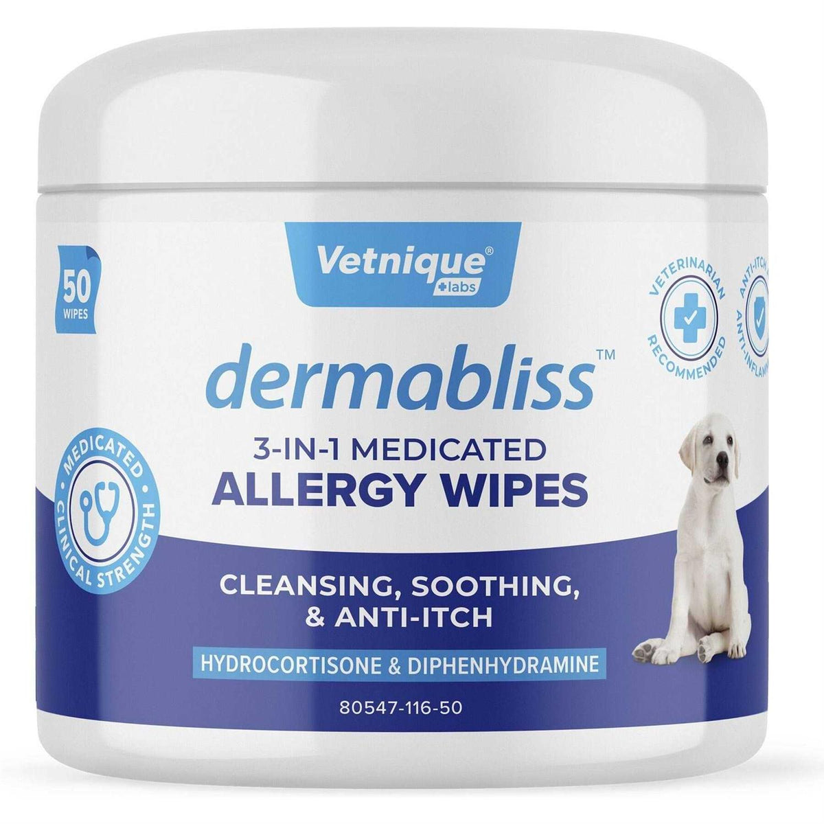 Medicated Hydrocortisone Cat & Dog Wipes T628906