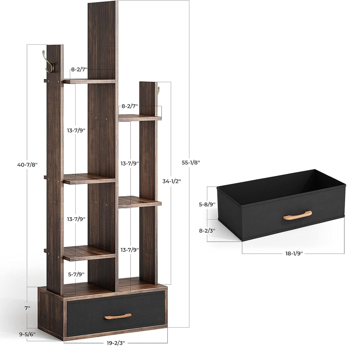 Rustic Brown Wood Bookshelf with Drawer L425849