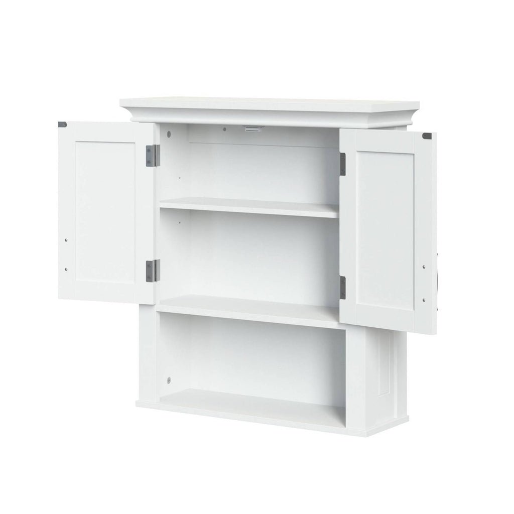 White Two Door Wall Cabinet with Open Shelf U11647