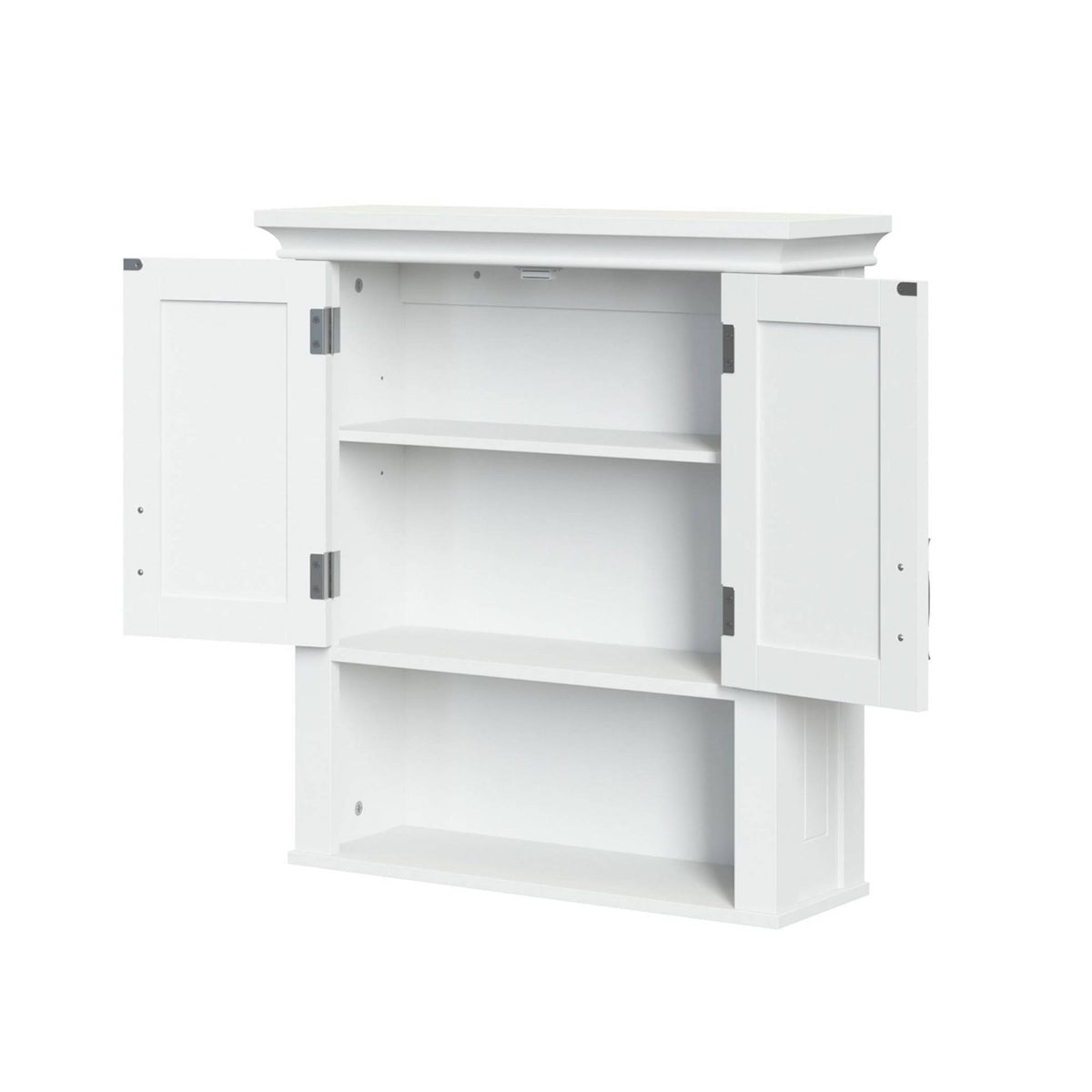 White Two Door Wall Cabinet with Open Shelf U11647