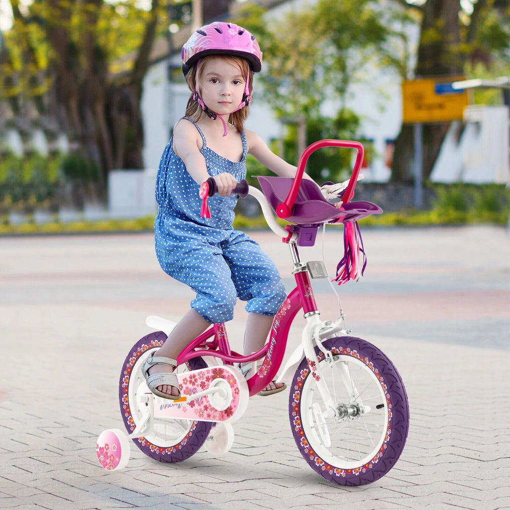 Pink & Purple 16 Kids Bike with Training Wheels X4421