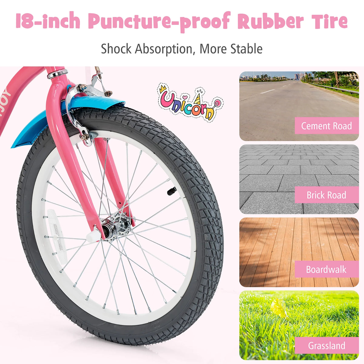 18 Inches Kids Bicycle with Training Wheels & Basket L90680
