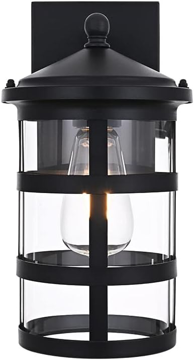 Black 1-Light Outdoor Post Light with Clear Glass F2113