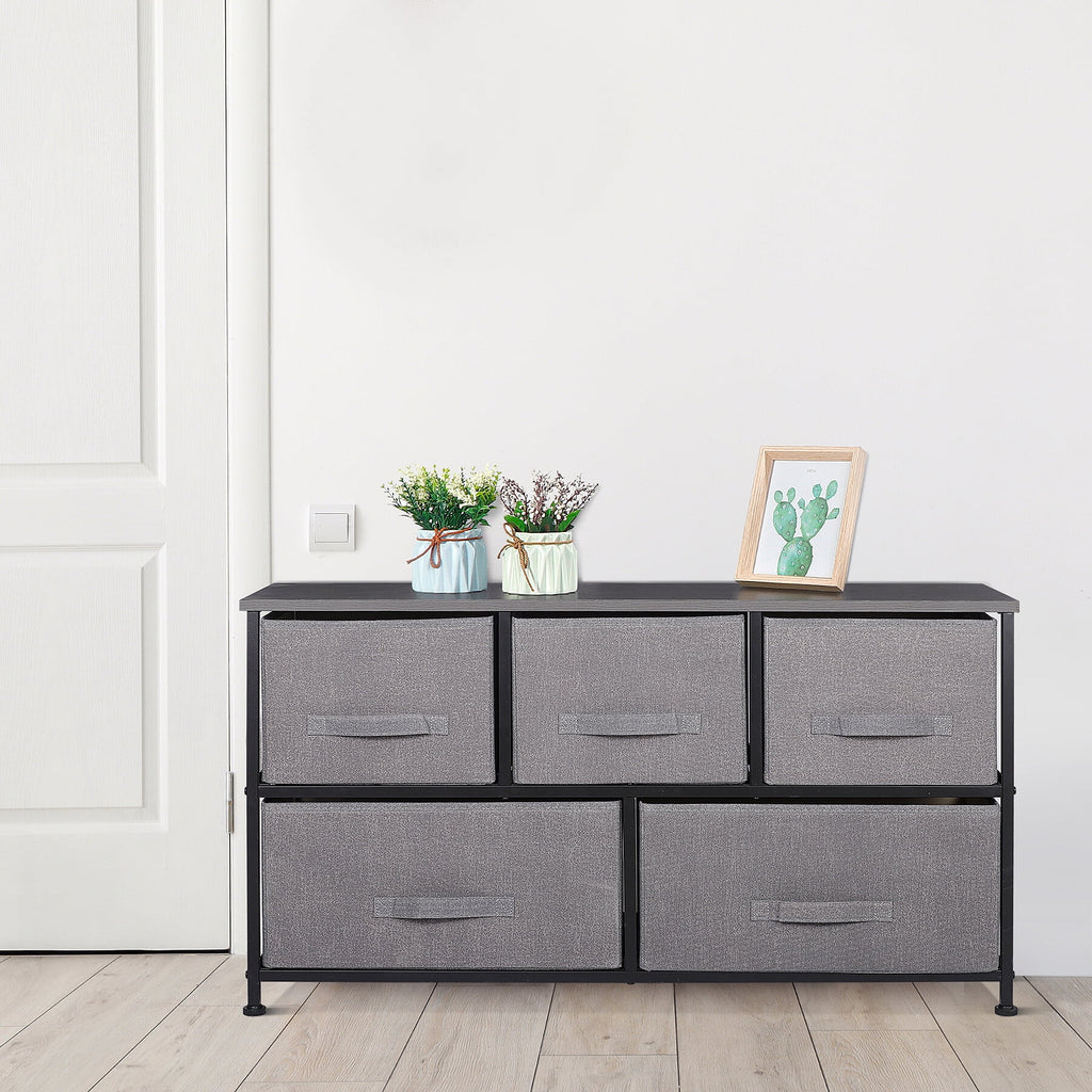 Brown 5 Drawer Fabric Dresser X586