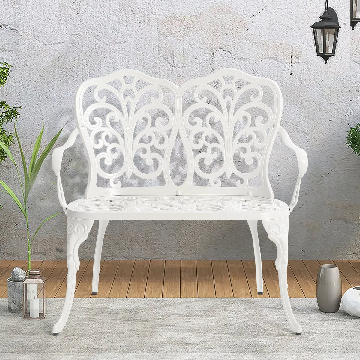 Black Cast Aluminium Garden Bench I73414
