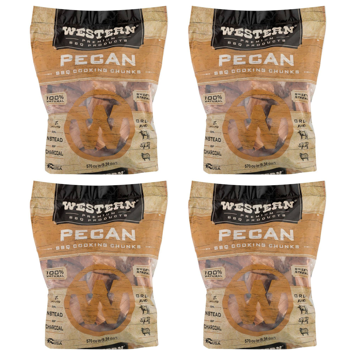 Pecan Barbecue Cooking Chunks, 570 Cubic Inches (4 Pack) N66187