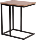 Rustic Wood Grain Side Table with Black Metal Base A78310
