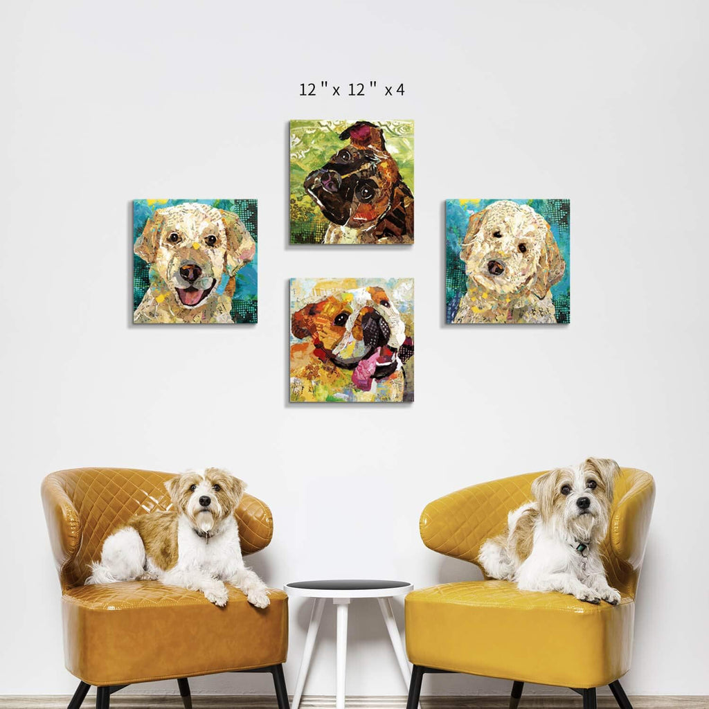 Abstract Dog Canvas Artwork 4 Panels X172