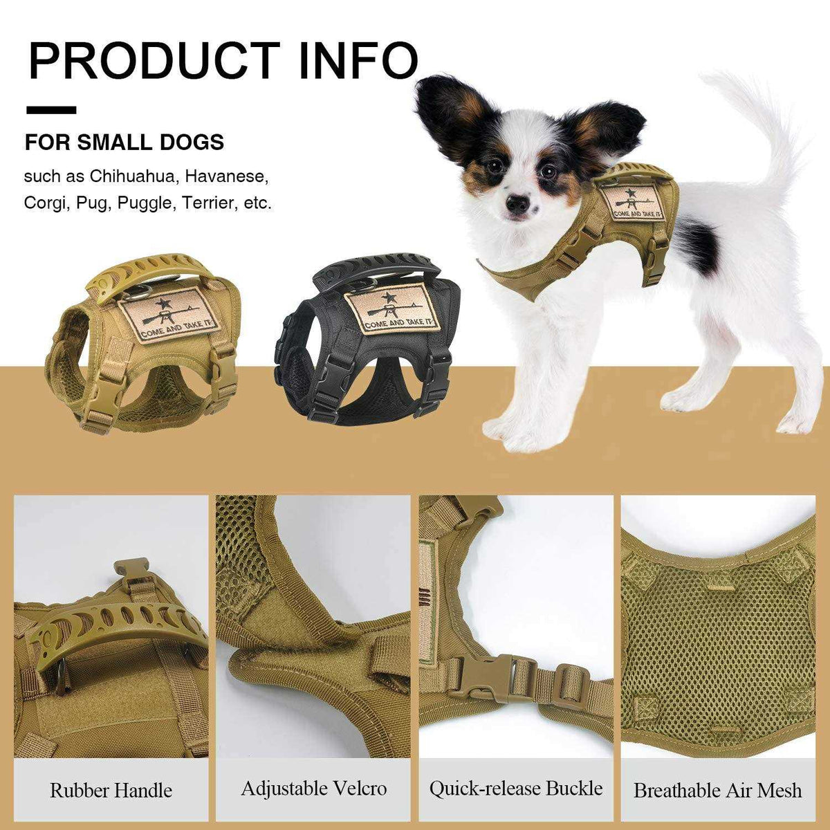 Tactical Dog Training Harness Adjustable MOLLE Vest with Rubber Handle I4131