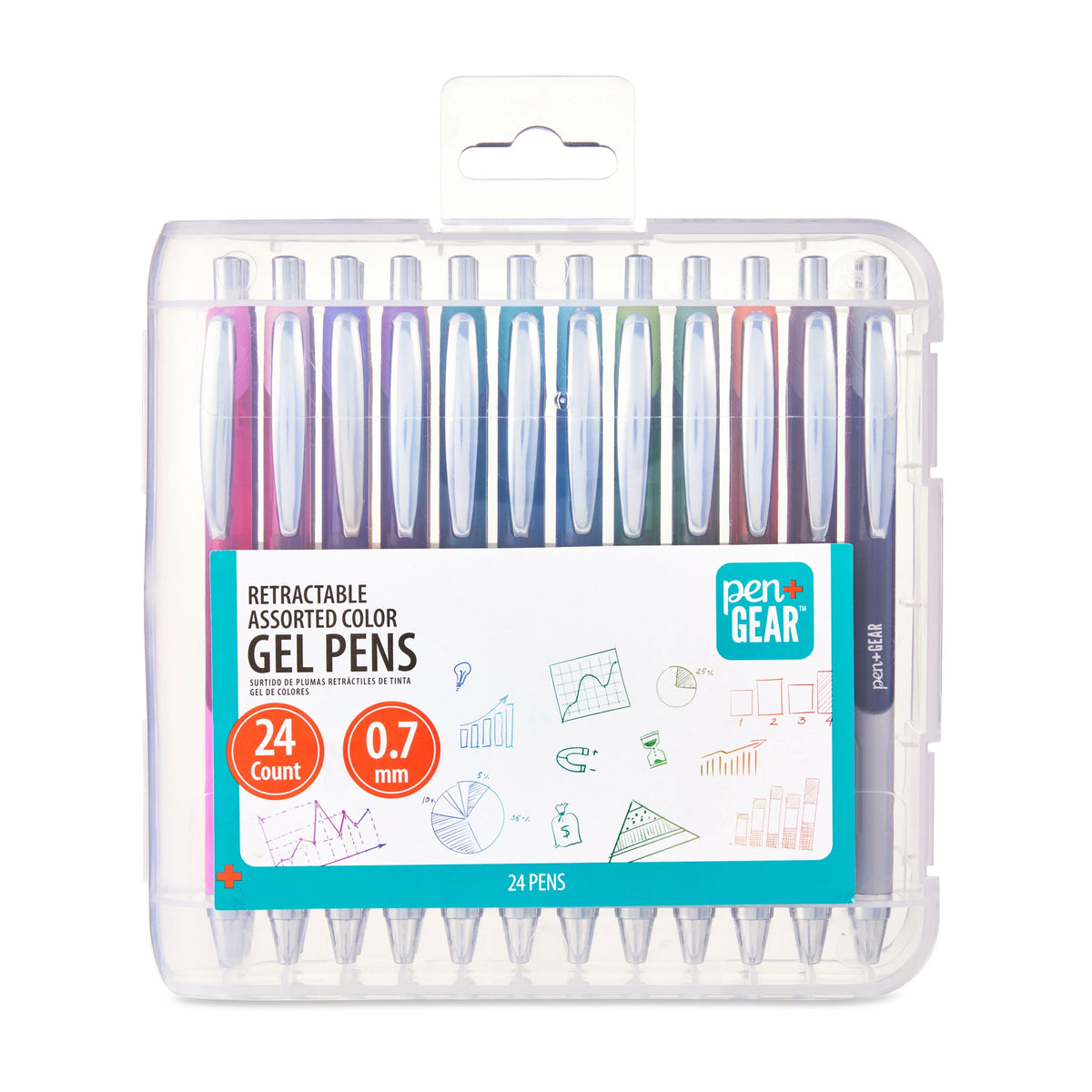 Retractable Gel Pens, Assorted Colors, 24 Count M346063