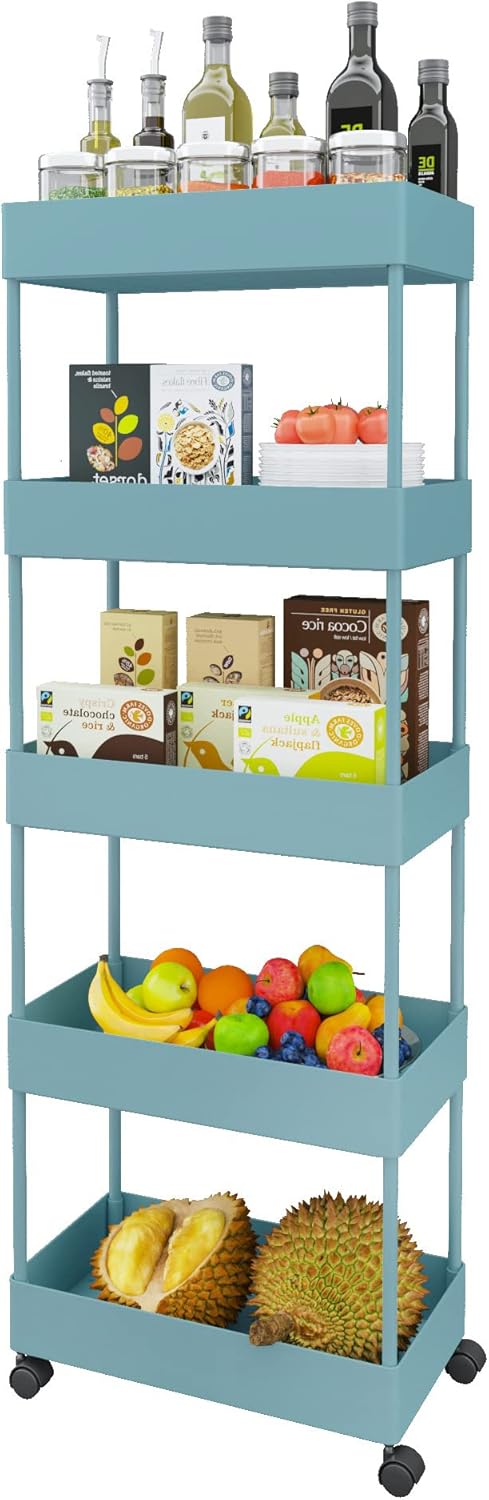 5 Tier Rolling Storage Cart with Wheels T3626