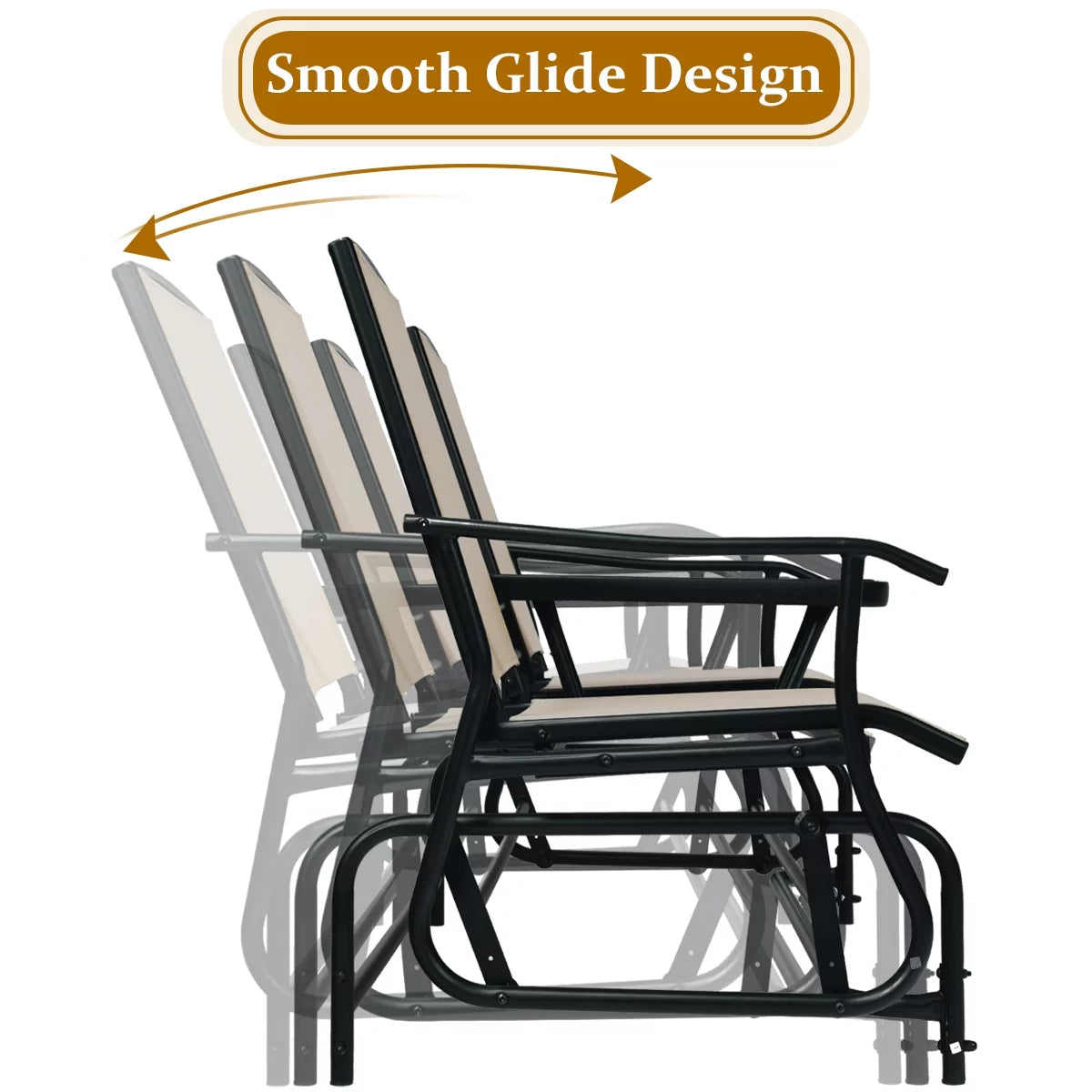2 Person Steel Frame Patio Glider Loveseat with Center Table Q1656