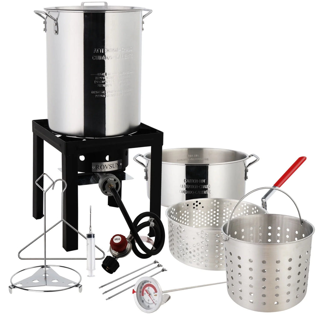 30QT Aluminum Turkey Deep Fryer & 10QT Fish Fryer Kit S734012