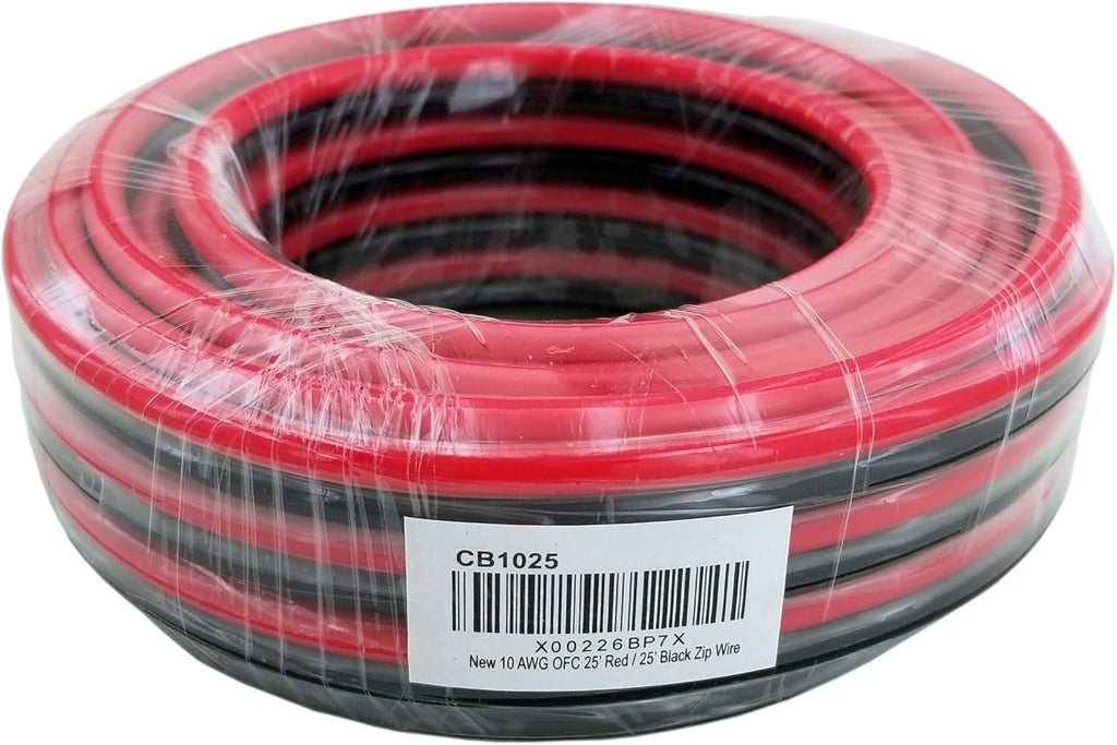 10 AWG 50 Feet Stranded Oxygen Free Copper Red/Black Bonded Zip Cord Cable X951005