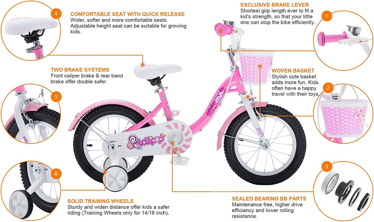 Pink 18 Inch Kids Bike with Basket C976