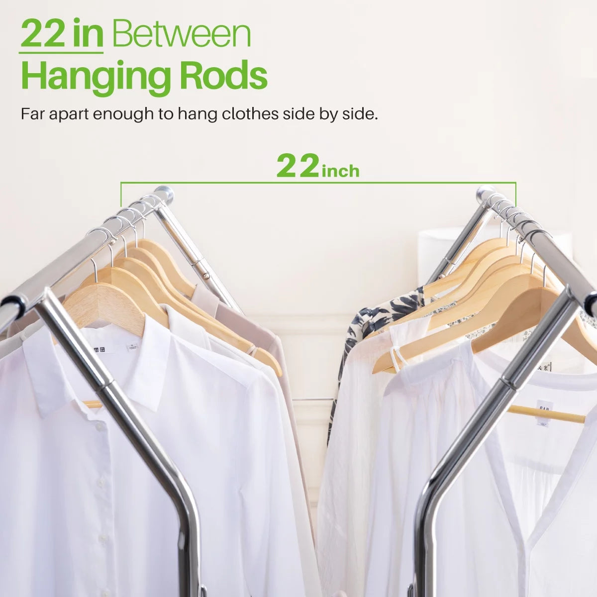 Commercial Grade Heavy Duty Clothing Rack Collapsible Rolling Garment Rack on Wheels D82085