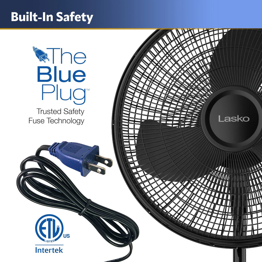 16 Oscillating Adjustable Pedestal Fan with 3-Speeds, Black A4840