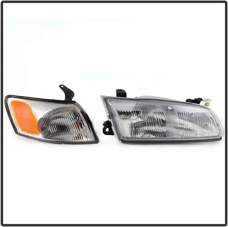 Toyota Camry Headlights Headlamps with Corner Parking Lights Chrome Driver & Passenger Side A85394