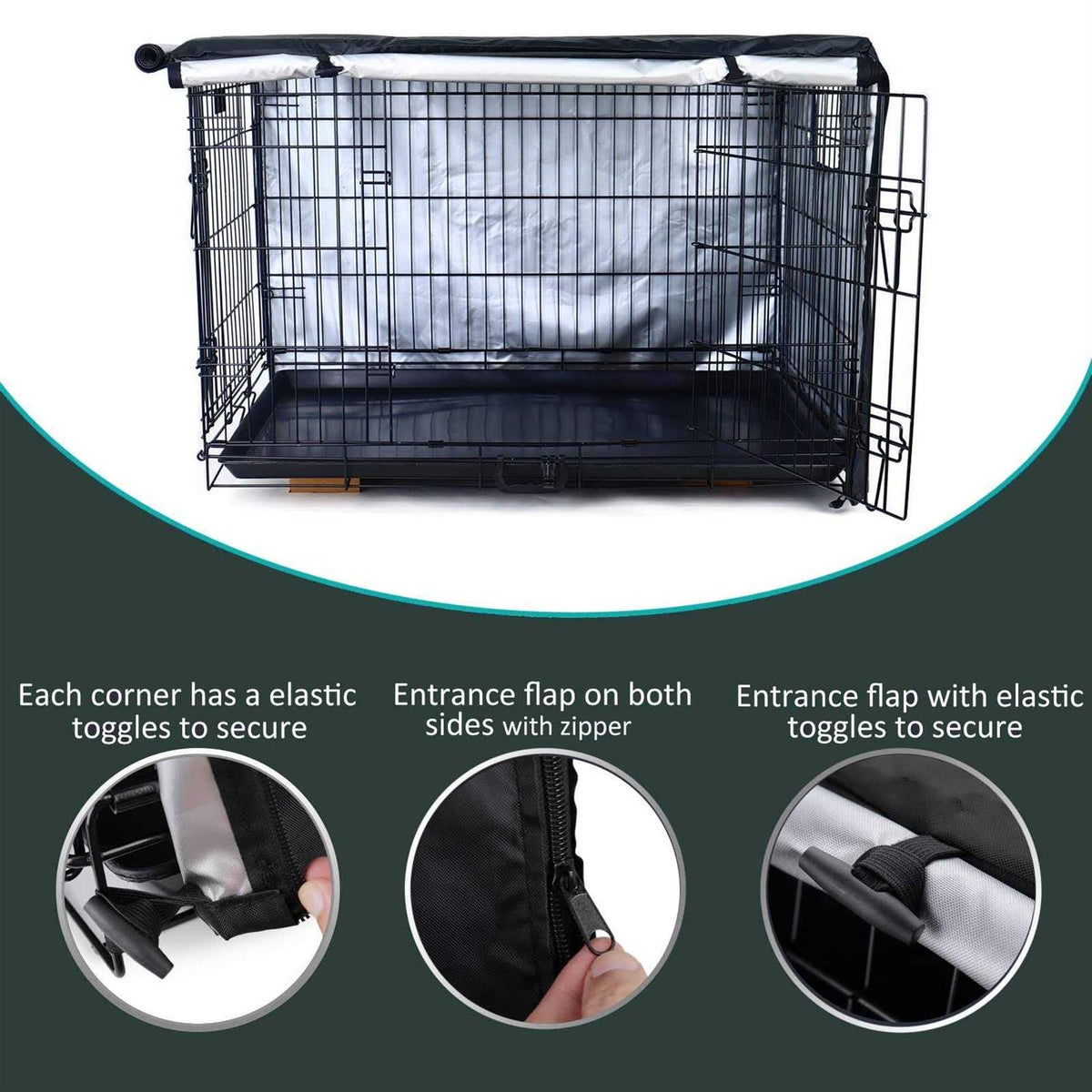 Double Door Waterproof Anti-UV Dog Crate Cover Z12653