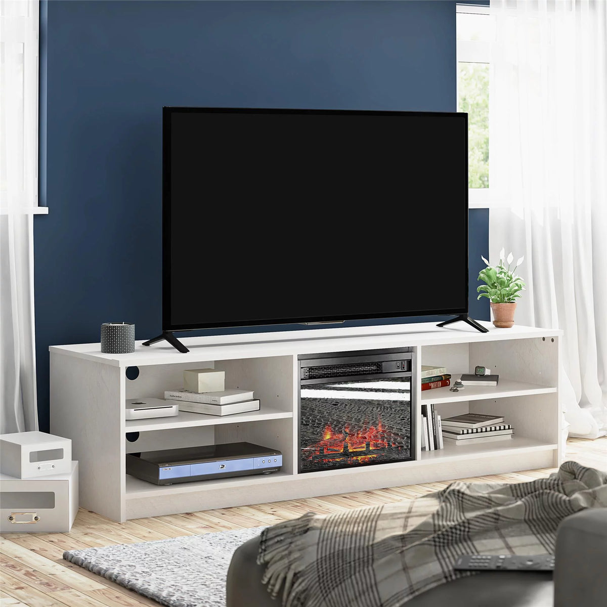 Ivory Oak Electric Fireplace TV Stand C522