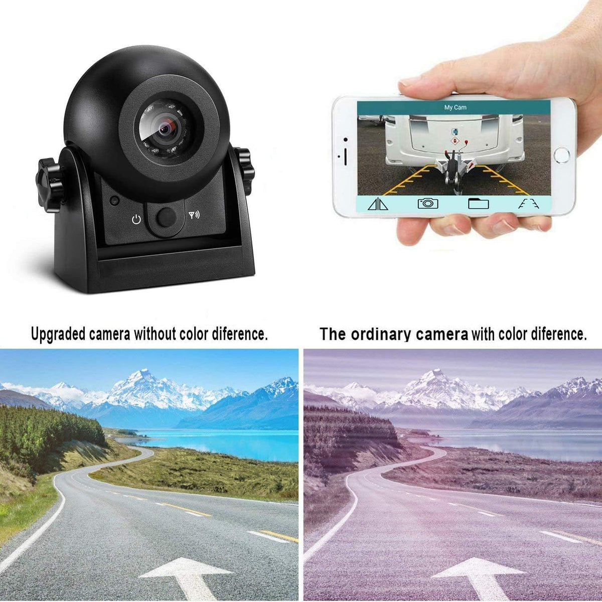 Wireless Backup Dash Cam IP68 Waterproof IR Night Vision Wide Angle Magnetic Rear View Camera F414