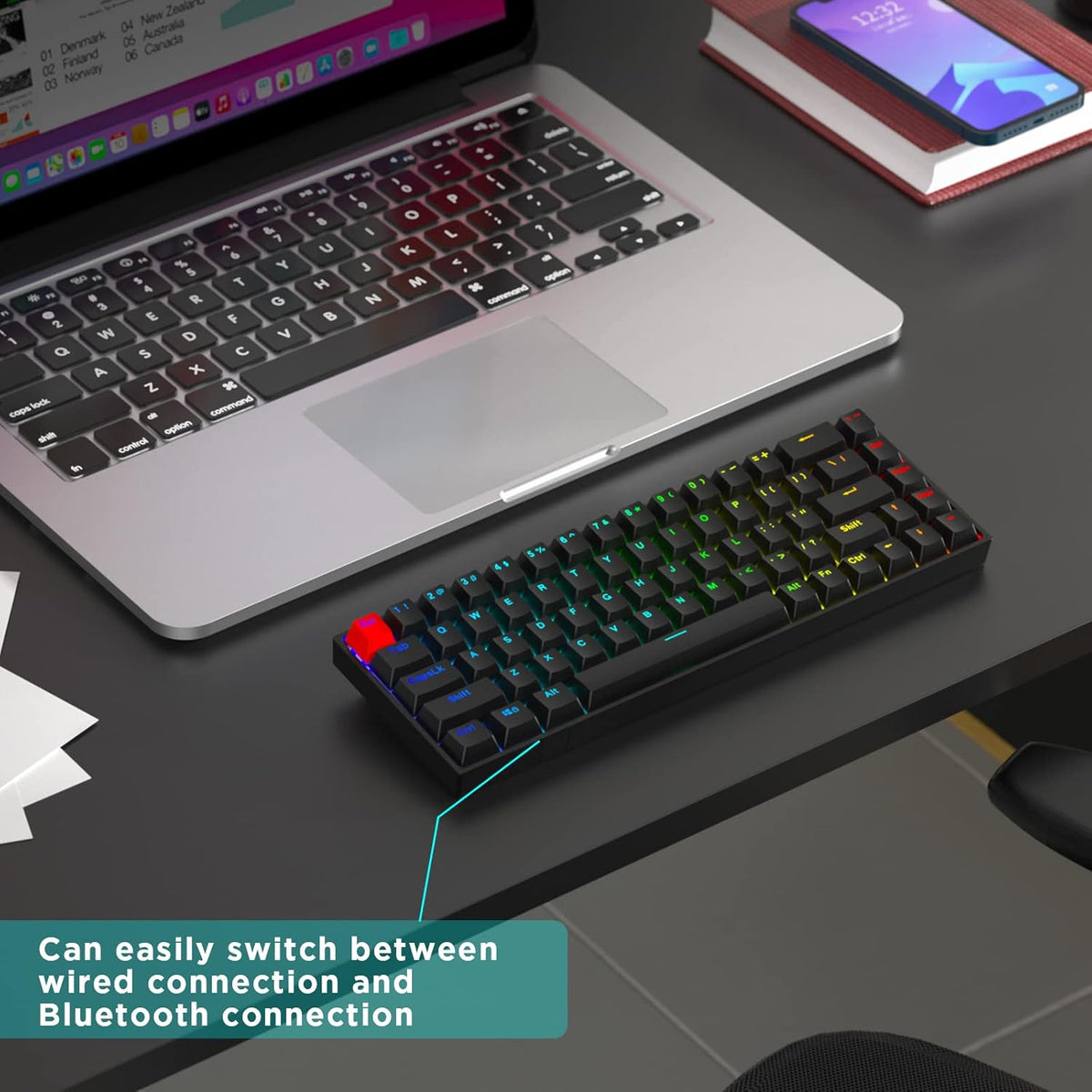 Portable 60% RGB Backlit Mechanical Gaming Keyboard P2635