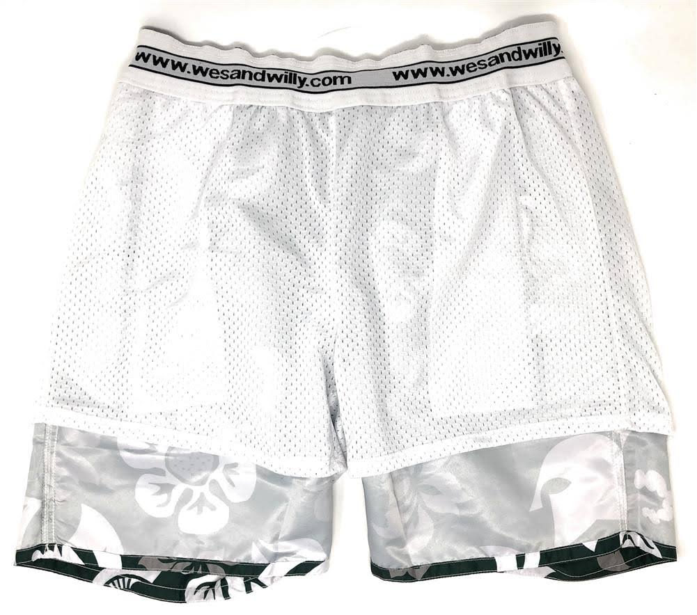 Green Floral Volley Swim Trunks Large L80767