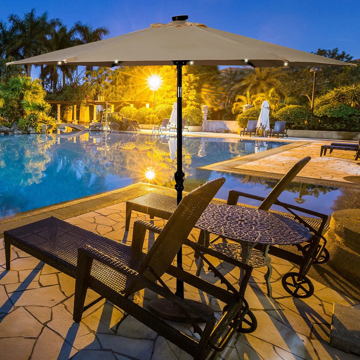 9FT Solar LED Patio Umbrella I151165