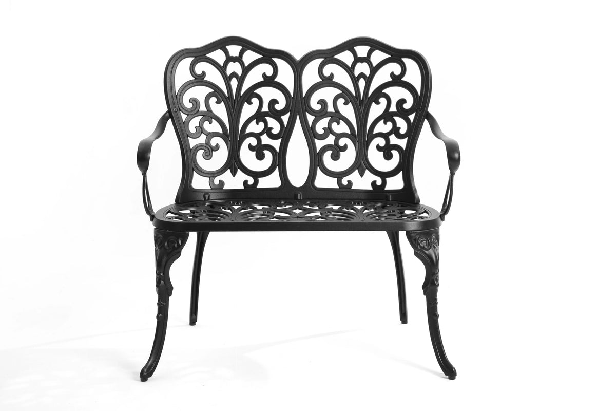 Black Cast Aluminium Garden Bench I73414